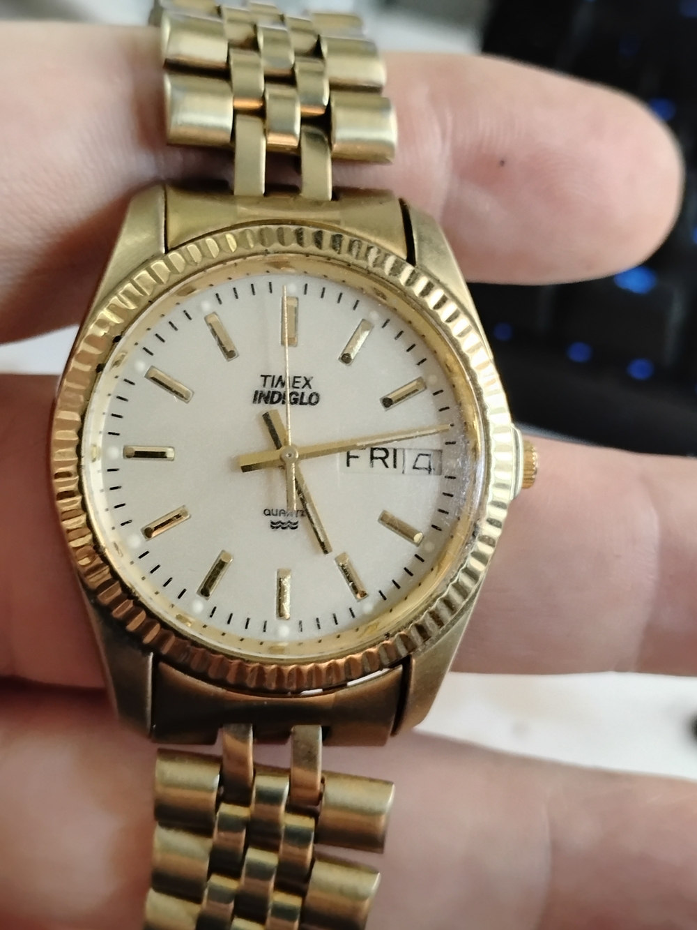 Timex Indiglo Gold-Tone Men's Quartz Watch - White Dial